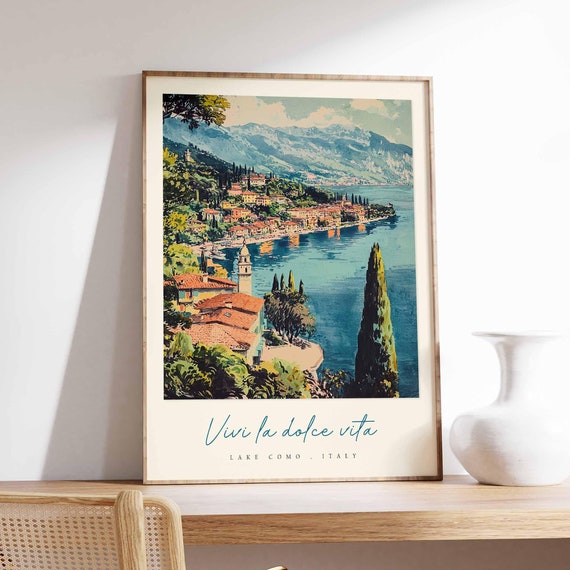 Lake Como Poster Italian Travel Print Lake Como Travel Art Lake Como Wall Art Italy Art Italy Travel Decor Italian Travel Gift