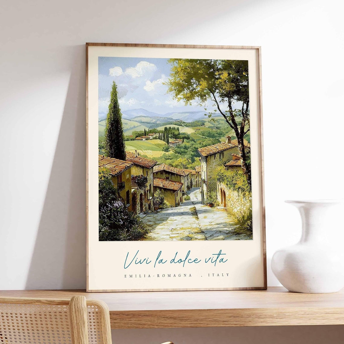 Emilia Romagna Italy Village Street Dolce Vita Scenic Poster