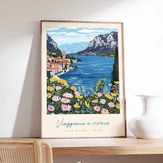 Lake Garda Poster Italian Travel Print Lake Garda Travel Art Lake Garda Wall Art Italy Art Italy Travel Decor Italian Travel Gift