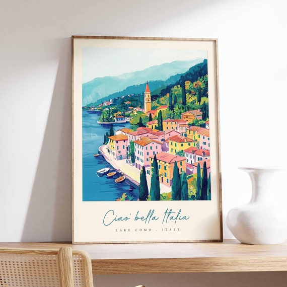 Lake Como Poster Italian Travel Print Lake Como Travel Art Lake Como Wall Art Italy Art Italy Travel Decor Italian Travel Gift