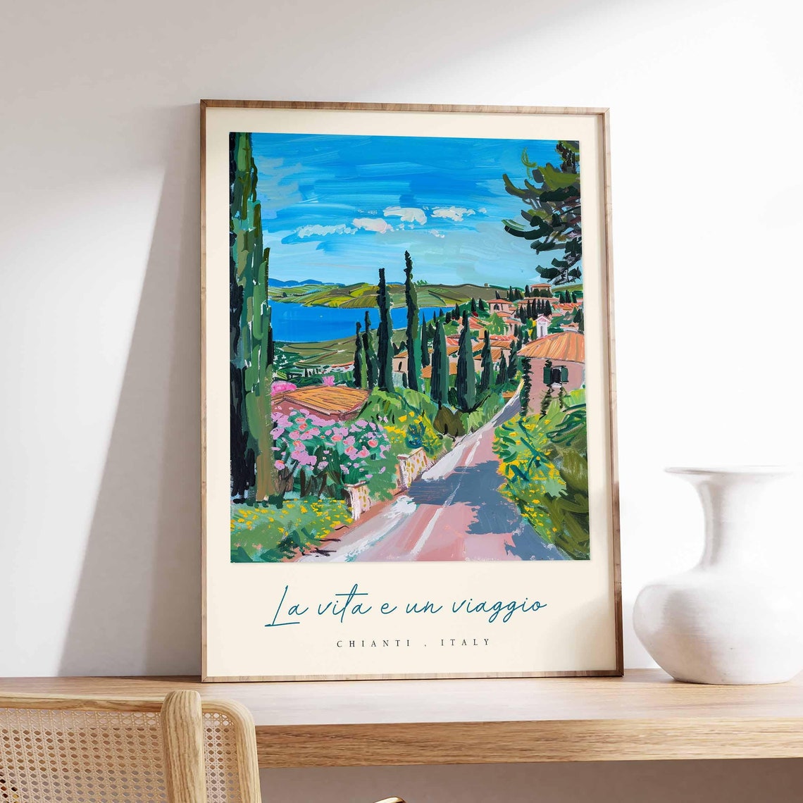 Chianti Italy La Vita e un Viaggio Cypress Road Lakeside Poster