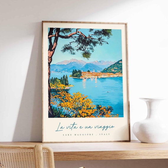 Lake Maggiore Poster Italian Travel Print Lake Maggiore Travel Art Lake Maggiore Wall Art Italy Art Italy Travel Decor Travel Gift
