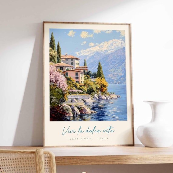 Lake Como Poster Italian Travel Print Lake Como Travel Art Lake Como Wall Art Italy Art Italy Travel Decor Italian Travel Gift