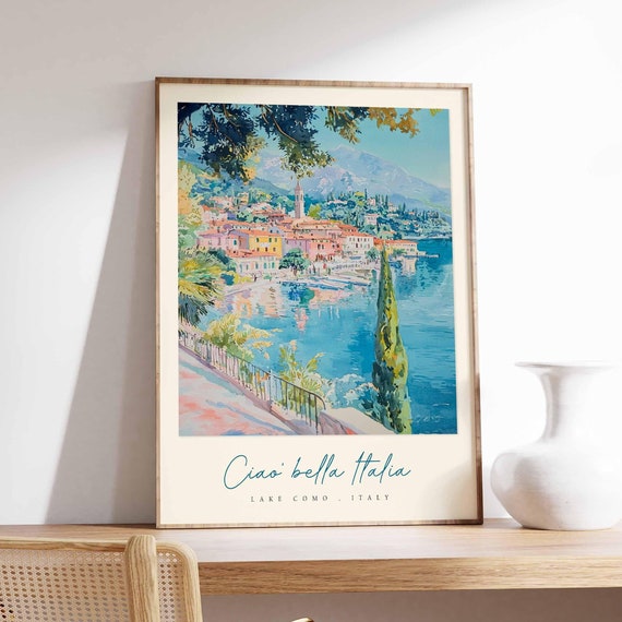 Lake Como Poster Italian Travel Print Lake Como Travel Art Lake Como Wall Art Italy Art Italy Travel Decor Italian Travel Gift