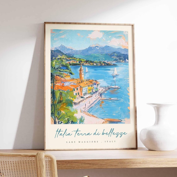 Lake Maggiore Poster Italian Travel Print Lake Maggiore Travel Art Lake Maggiore Wall Art Italy Art Italy Travel Decor Travel Gift