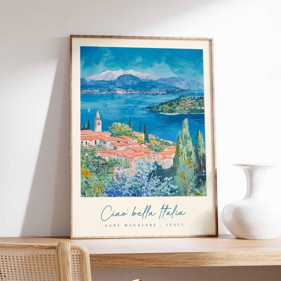 Lake Maggiore Poster Italian Travel Print Lake Maggiore Travel Art Lake Maggiore Wall Art Italy Art Italy Travel Decor Travel Gift