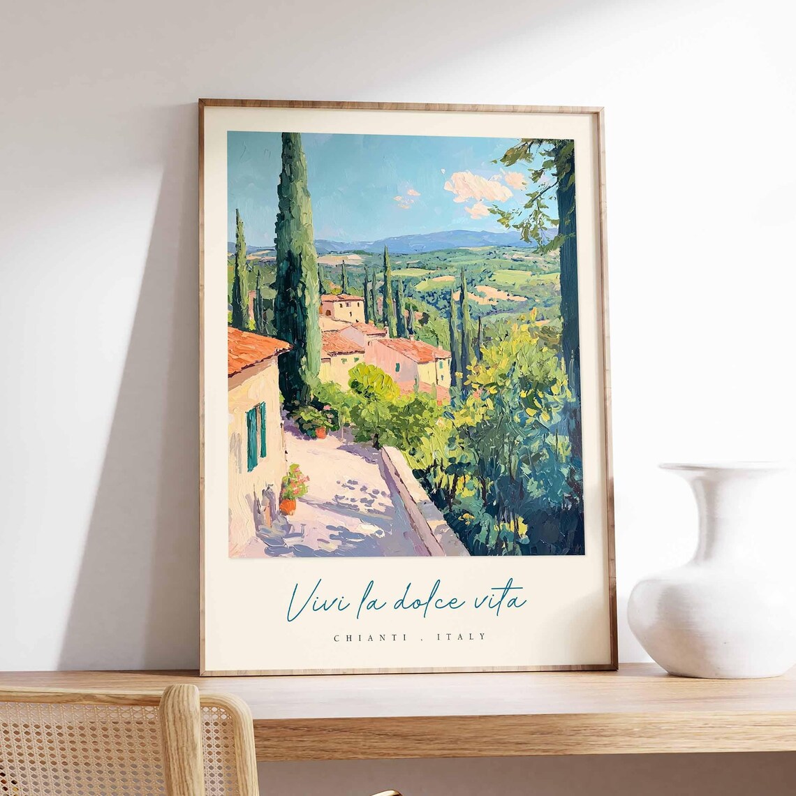Chianti Italy Vivi la Dolce Vita Sunlit Terrace Valley Painting Poster