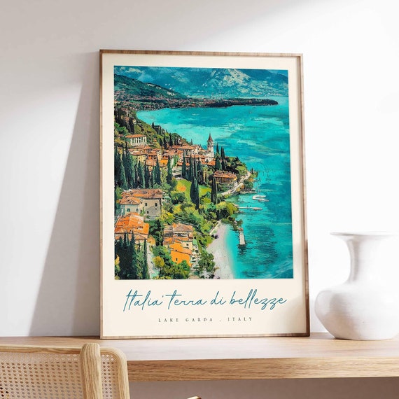 Lake Garda Poster Italian Travel Print Lake Garda Travel Art Lake Garda Wall Art Italy Art Italy Travel Decor Italian Travel Gift