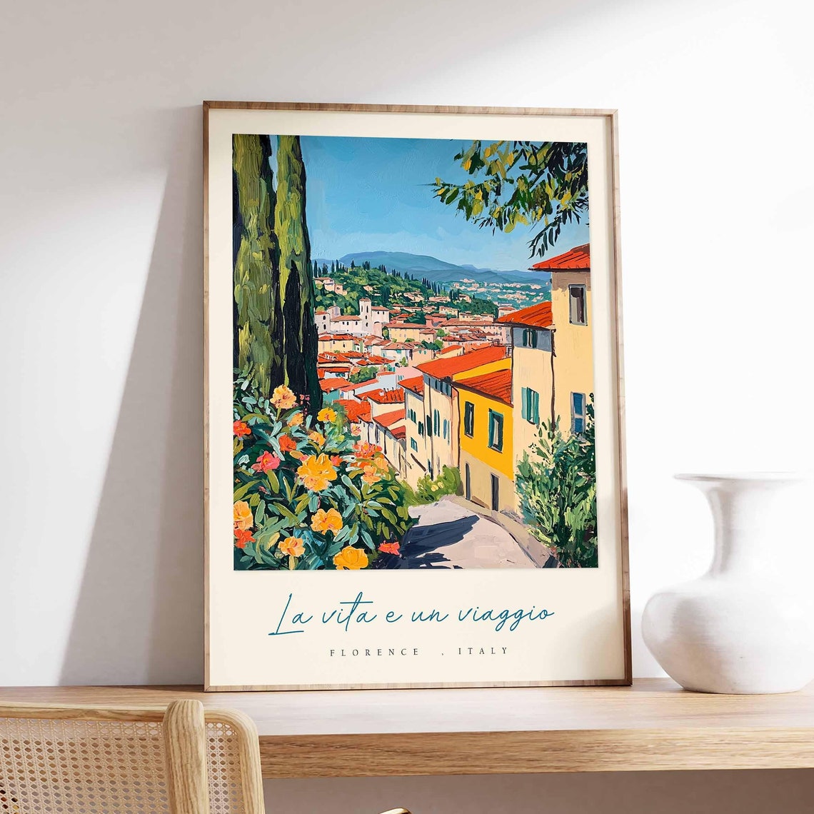 Florence Marigold Alley Cypress Sunshine Italy Travel Poster
