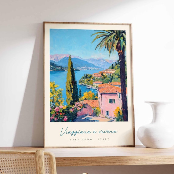Lake Como Poster Italian Travel Print Lake Como Travel Art Lake Como Wall Art Italy Art Italy Travel Decor Italian Travel Gift