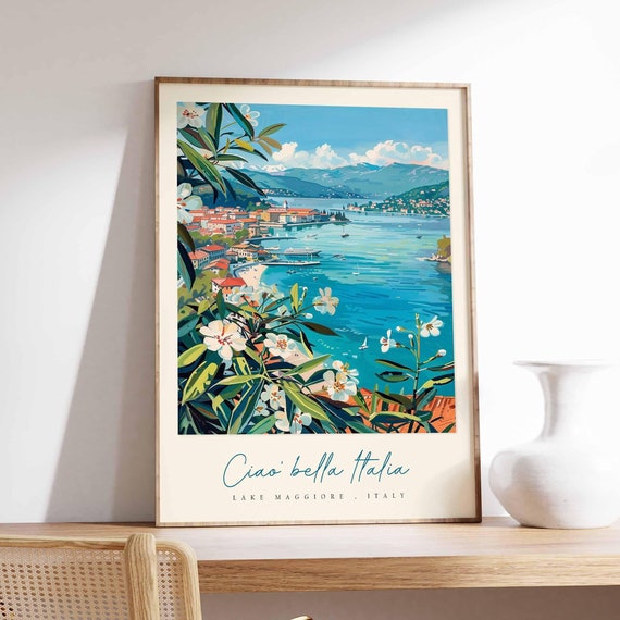 Lake Maggiore Poster Italian Travel Print Lake Maggiore Travel Art Lake Maggiore Wall Art Italy Art Italy Travel Decor Travel Gift