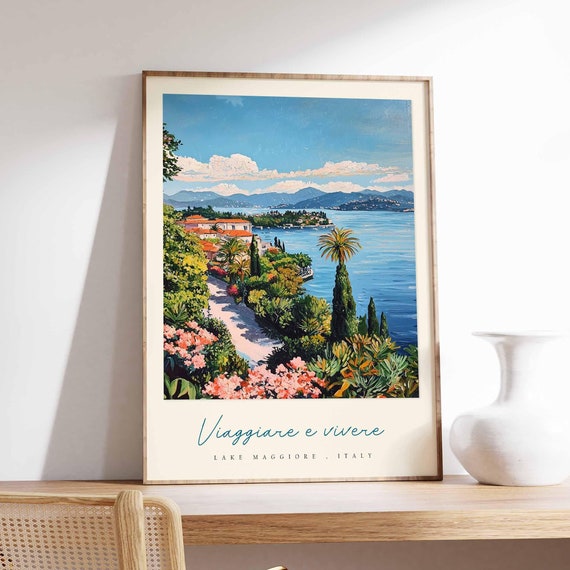 Lake Maggiore Poster Italian Travel Print Lake Maggiore Travel Art Lake Maggiore Wall Art Italy Art Italy Travel Decor Travel Gift