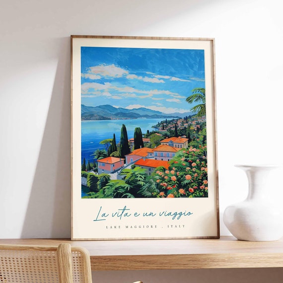 Lake Maggiore Poster Italian Travel Print Lake Maggiore Travel Art Lake Maggiore Wall Art Italy Art Italy Travel Decor Travel Gift