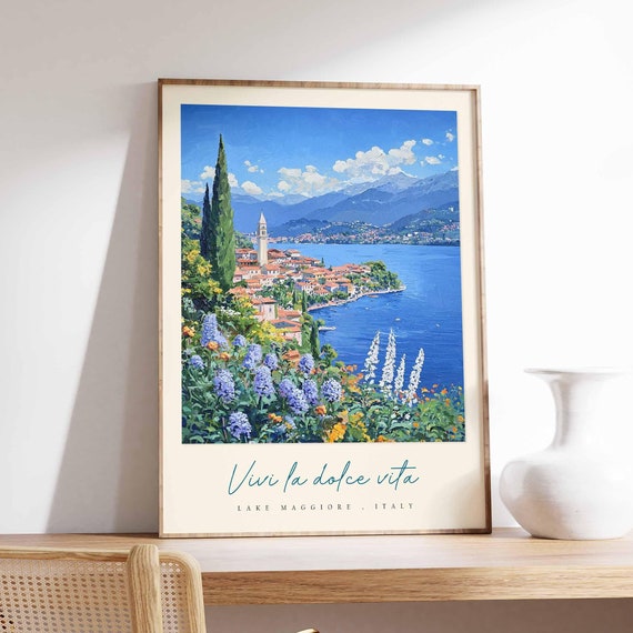 Lake Maggiore Poster Italian Travel Print Lake Maggiore Travel Art Lake Maggiore Wall Art Italy Art Italy Travel Decor Travel Gift