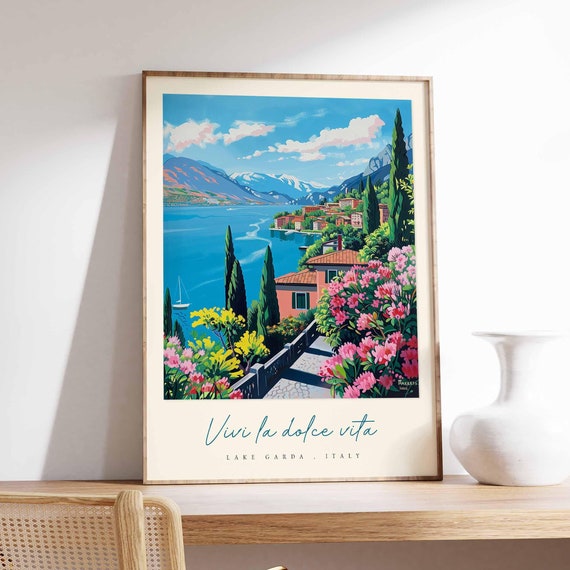 Lake Garda Poster Italian Travel Print Lake Garda Travel Art Lake Garda Wall Art Italy Art Italy Travel Decor Italian Travel Gift
