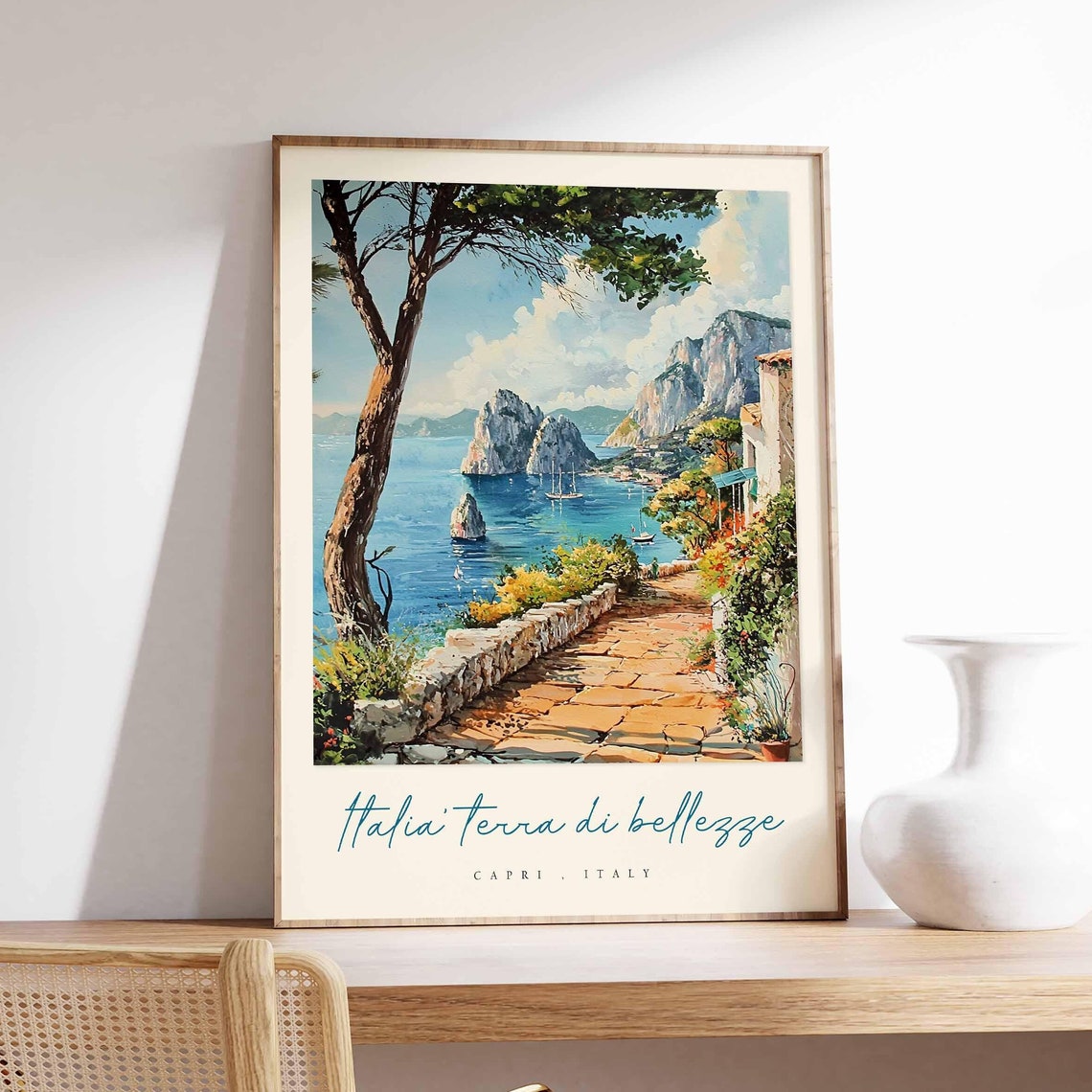 Capri Poster Capri Travel Print Capri Travel Art Capri Wall Art Italy Art Italy Travel Decor Italian Travel Gift
