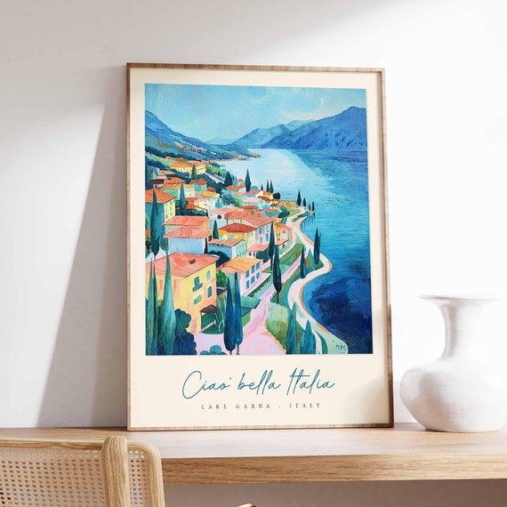 Lake Garda Poster Italian Travel Print Lake Garda Travel Art Lake Garda Wall Art Italy Art Italy Travel Decor Italian Travel Gift