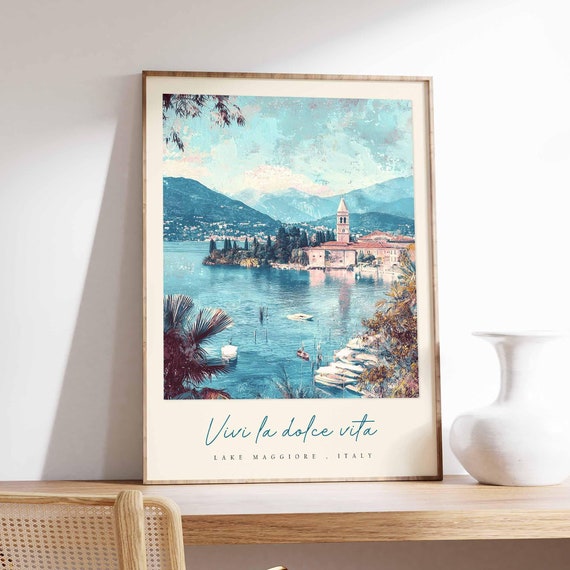 Lake Maggiore Poster Italian Travel Print Lake Maggiore Travel Art Lake Maggiore Wall Art Italy Art Italy Travel Decor Travel Gift