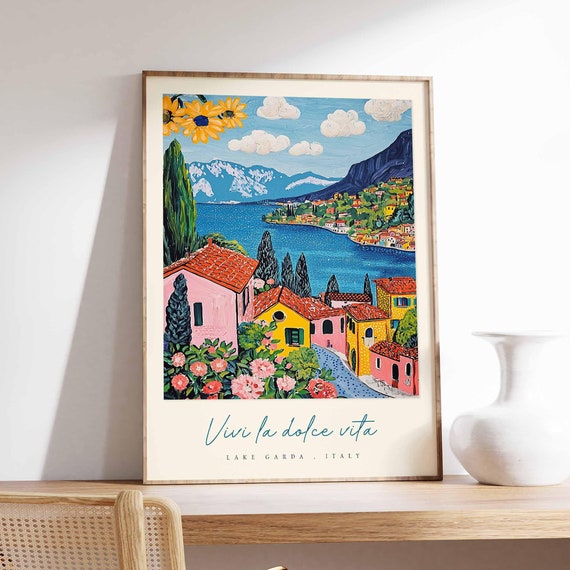 Lake Garda Poster Italian Travel Print Lake Garda Travel Art Lake Garda Wall Art Italy Art Italy Travel Decor Italian Travel Gift