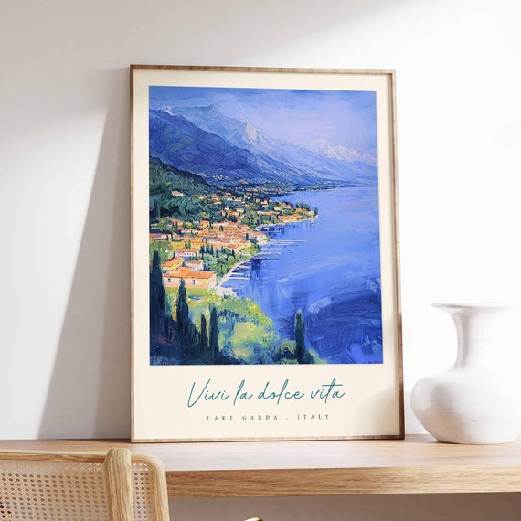 Lake Garda Poster Italian Travel Print Lake Garda Travel Art Lake Garda Wall Art Italy Art Italy Travel Decor Italian Travel Gift