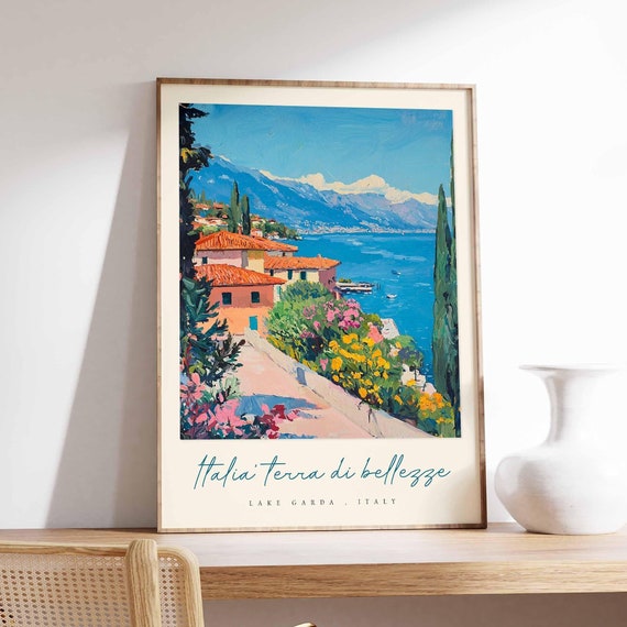 Lake Garda Poster Italian Travel Print Lake Garda Travel Art Lake Garda Wall Art Italy Art Italy Travel Decor Italian Travel Gift