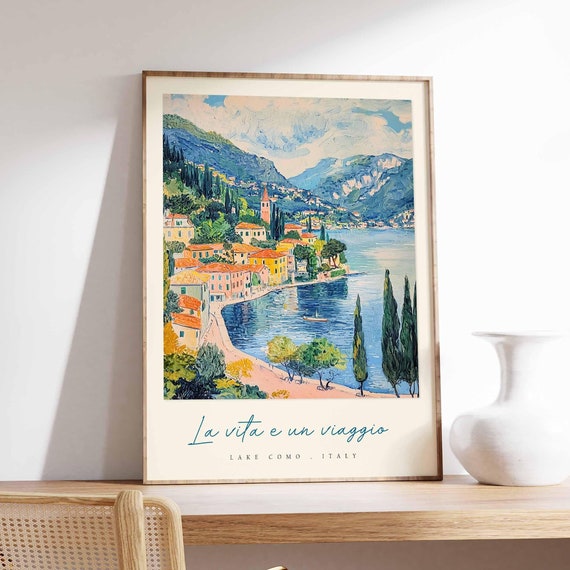 Lake Como Poster Italian Travel Print Lake Como Travel Art Lake Como Wall Art Italy Art Italy Travel Decor Italian Travel Gift