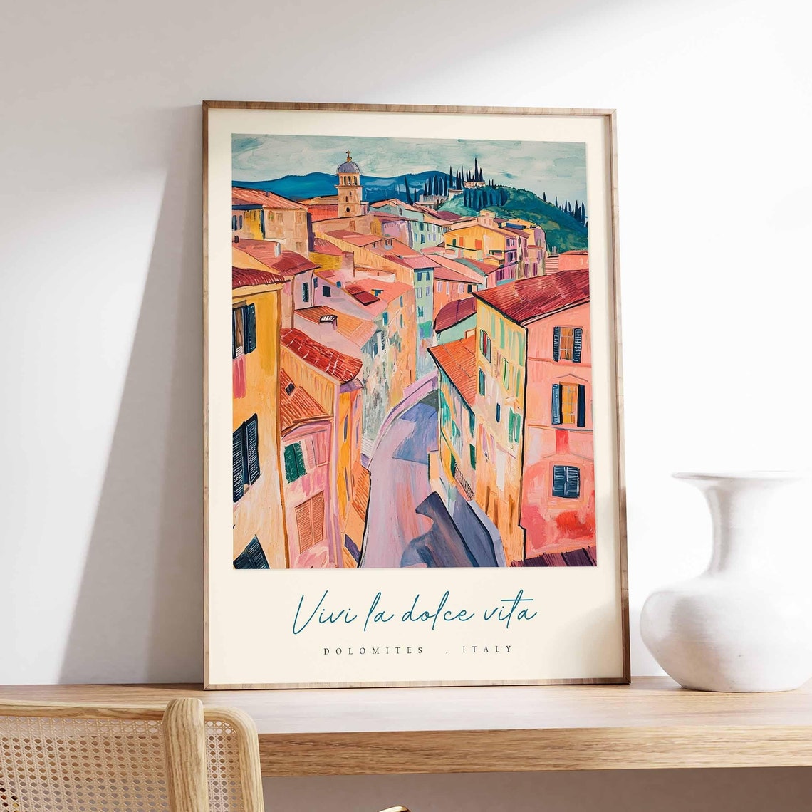 Vivi La Dolce Vita Old Town Red Rooftops And Bell Tower Italy Poster