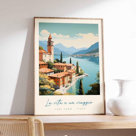 Lake Como Poster Italian Travel Print Lake Como Travel Art Lake Como Wall Art Italy Art Italy Travel Decor Italian Travel Gift