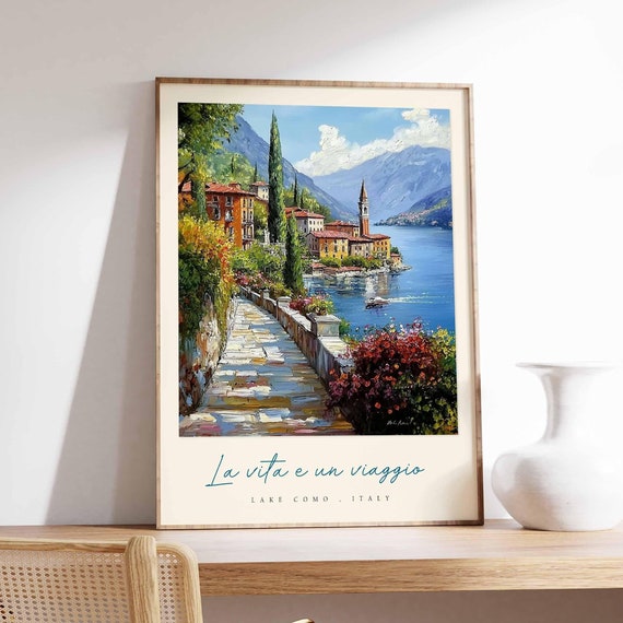 Lake Como Poster Italian Travel Print Lake Como Travel Art Lake Como Wall Art Italy Art Italy Travel Decor Italian Travel Gift
