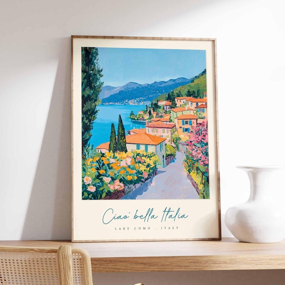 Lake Como Poster Italian Travel Print Lake Como Travel Art Lake Como Wall Art Italy Art Italy Travel Decor Italian Travel Gift