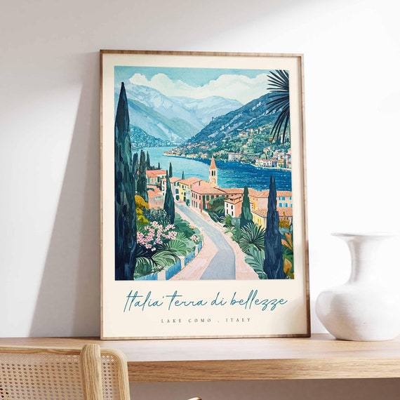 Lake Como Poster Italian Travel Print Lake Como Travel Art Lake Como Wall Art Italy Art Italy Travel Decor Italian Travel Gift
