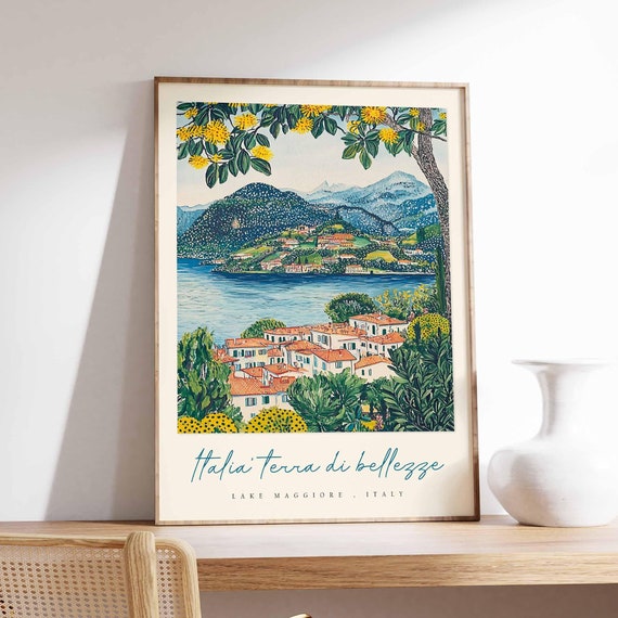 Lake Maggiore Poster Italian Travel Print Lake Maggiore Travel Art Lake Maggiore Wall Art Italy Art Italy Travel Decor Travel Gift