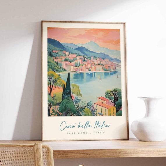 Lake Como Poster Italian Travel Print Lake Como Travel Art Lake Como Wall Art Italy Art Italy Travel Decor Italian Travel Gift