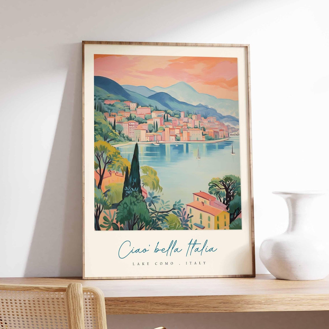 Lake Como Poster Italian Travel Print Lake Como Travel Art Lake Como Wall Art Italy Art Italy Travel Decor Italian Travel Gift