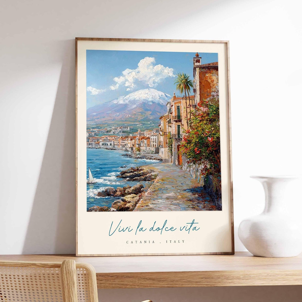 Catania Italy Vivi la Dolce Vita Coastal Path Volcano Poster