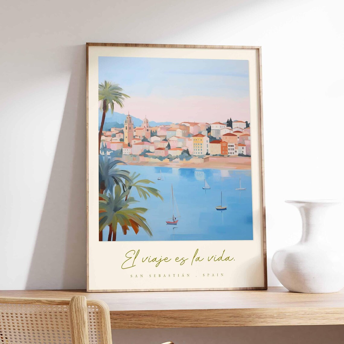 San Sebastian Spain Pastel Bay El Viaje Es La Vida Travel Art Poster