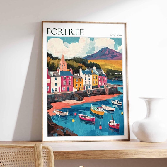 Portree Poster Scotland Poster Scottish Highlands Poster Isle Of Skye Poster Scottish Decor Portree Wall Decor Portree Travel Art