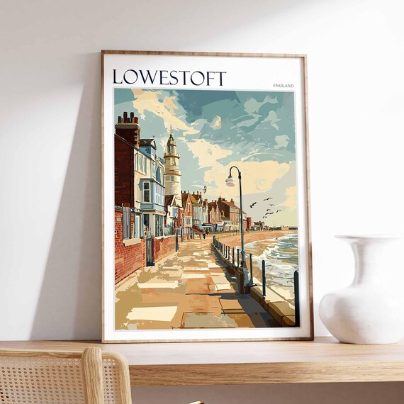 Lowestoft England Lighthouse Seafront Street Beach Lamps Poster