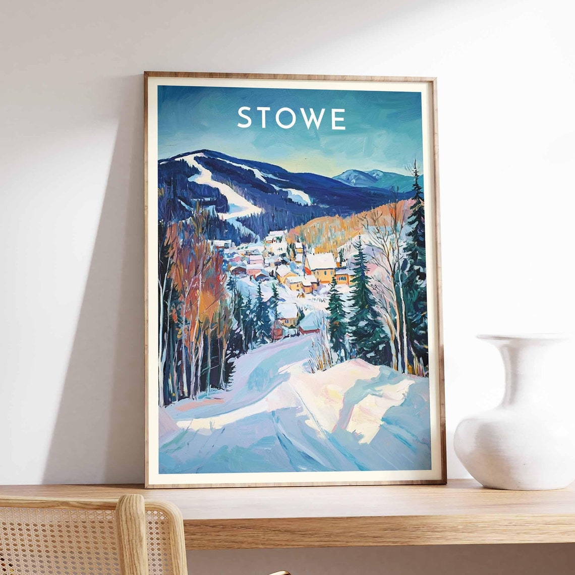 Stowe Slopeside Trail Winding Down to the Vermont Village Poster