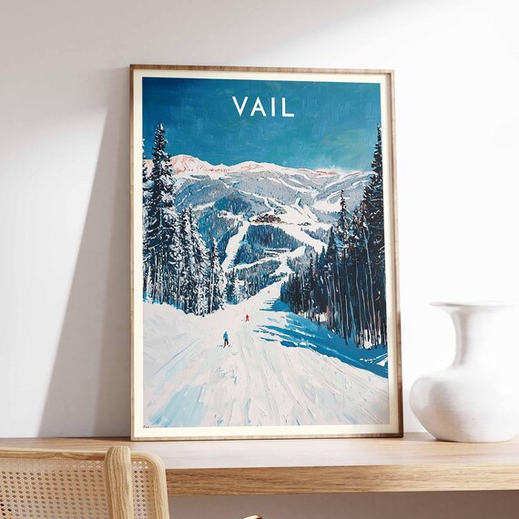 Vail Colorado Blue Sky Ski Slope Pine Forest Mountain View Poster