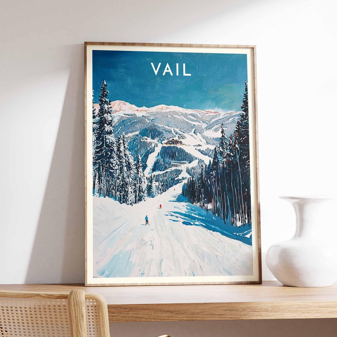 Vail Colorado Blue Sky Ski Slope Pine Forest Mountain View Poster