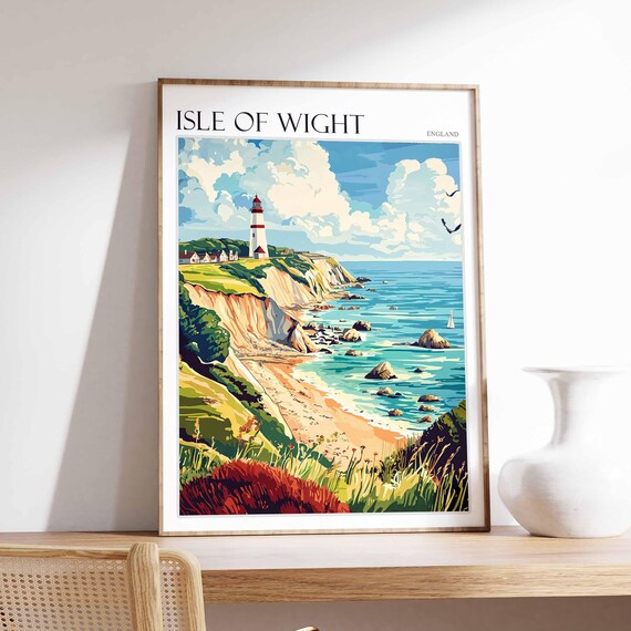 Isle Of Wight Poster Uk Travel Poster Coastal Wall Art British Decor Uk Home Decor Isle Of Wight Travel Print Island Poster Uk Decor