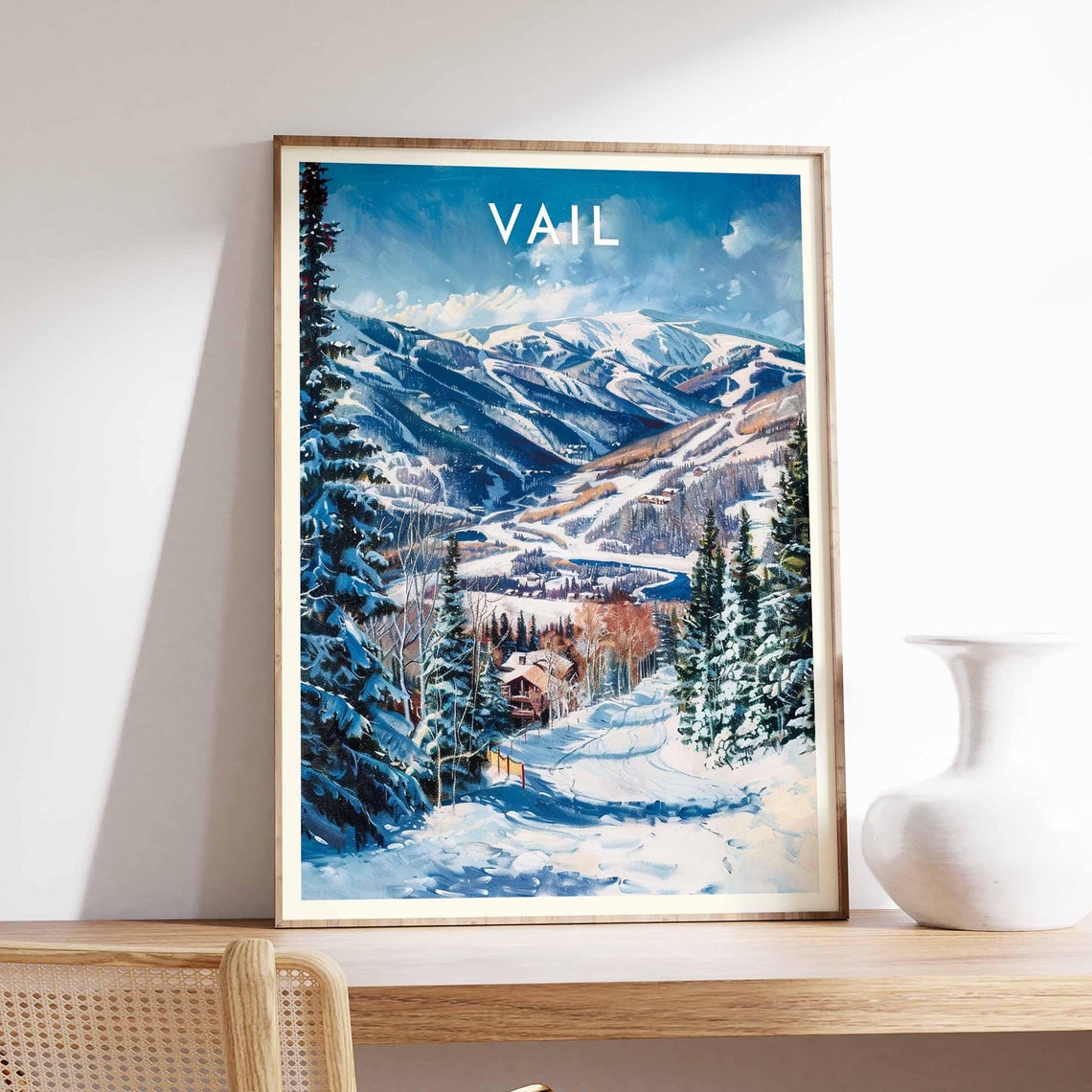 Vail Colorado Pine Forest Ski Run Cabin Mountain Panorama Poster