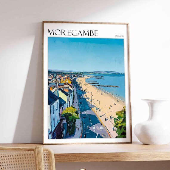 Morecambe England Aerial Town Beach Sea Hills Panoramic Poster