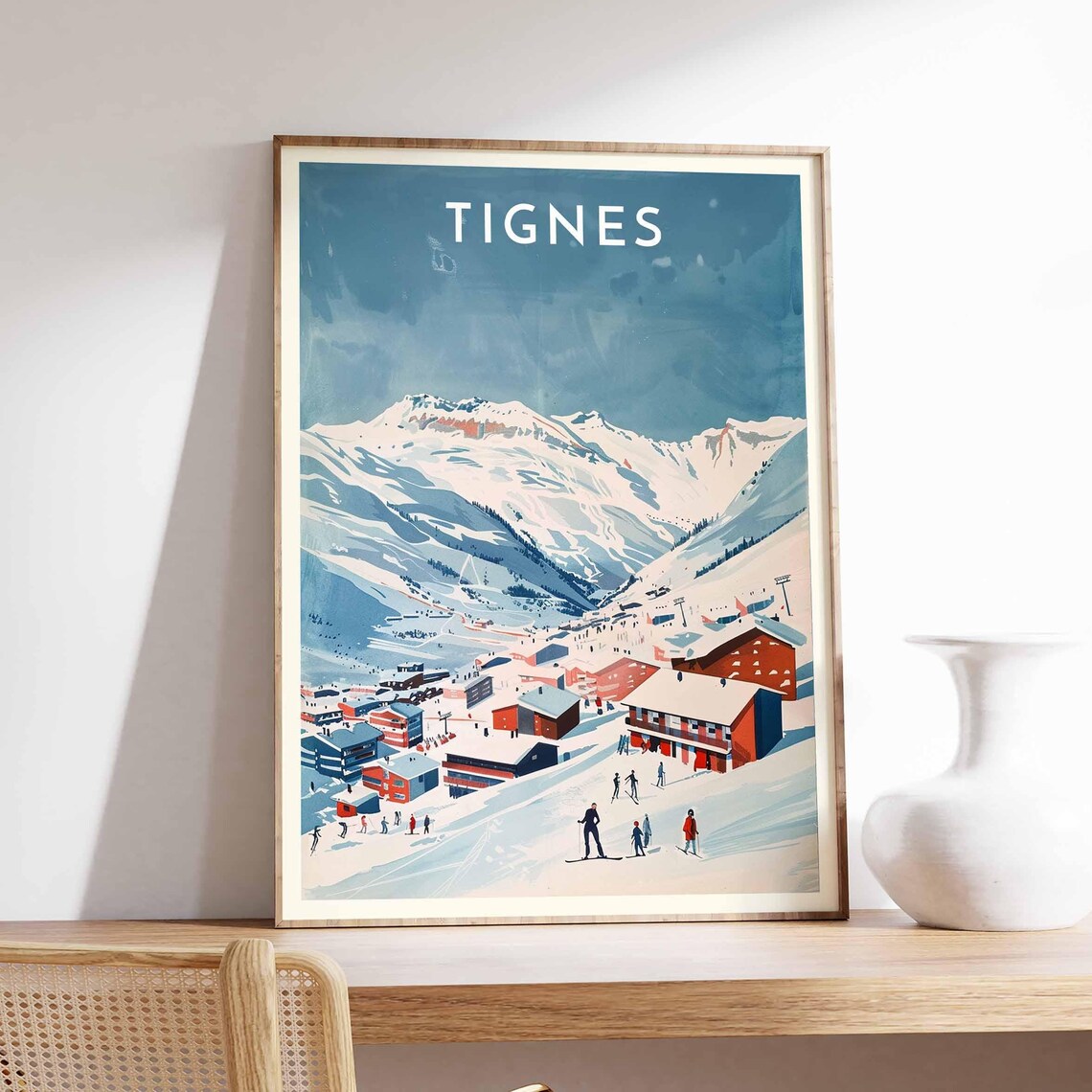 Skiing Travel Poster Tignes Ski Print France Travel Print Skiing Art Skiing Print Winter Sport Art Ski Gift