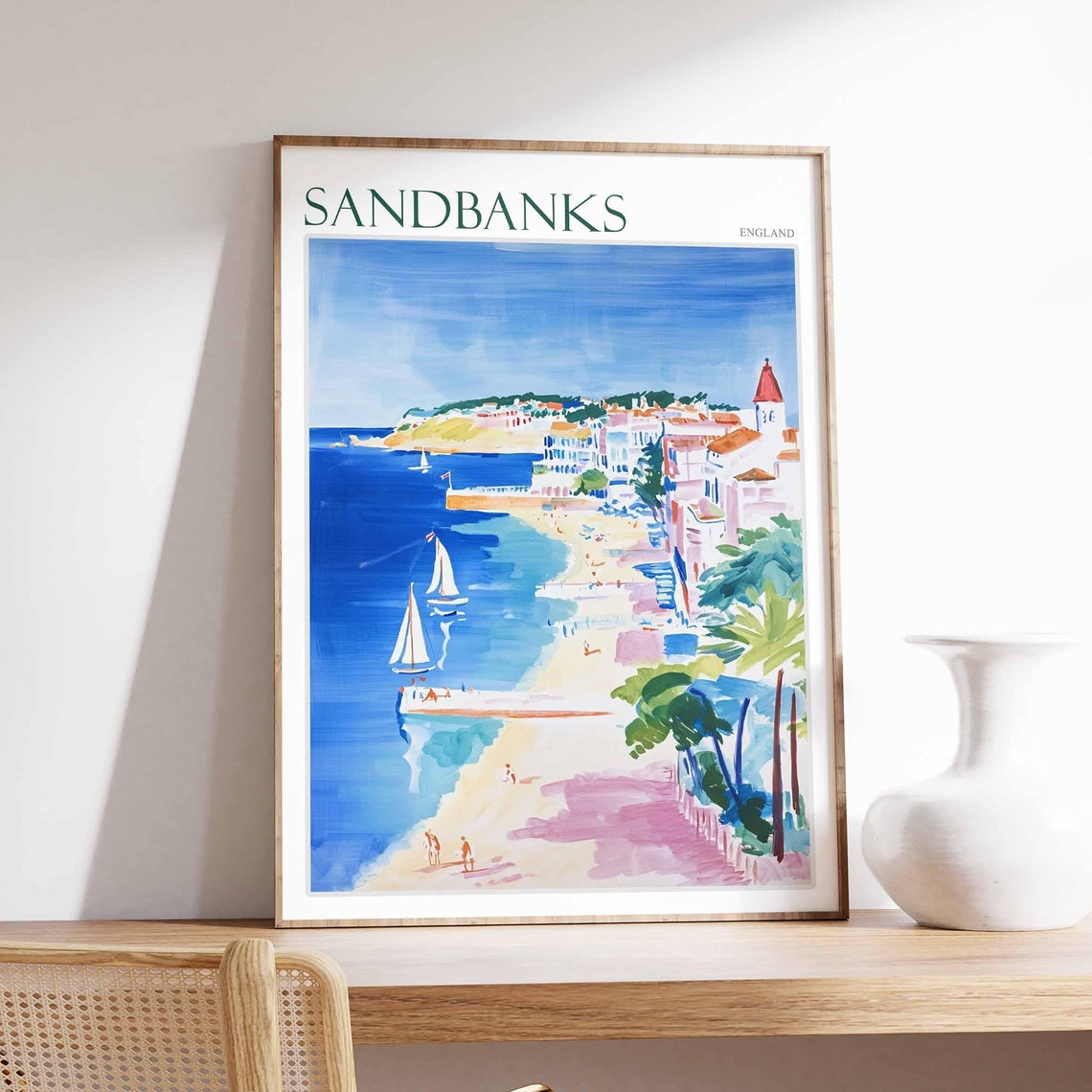 Sandbanks Poster Uk Travel Poster Coastal Wall Art Beach Poster Uk Home Decor Dorset Poster Sandbanks Travel Print Sandbanks Wall Art