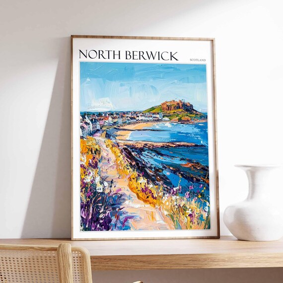 North Berwick Scotland Beach Castle Hill Wildflowers Coast Poster