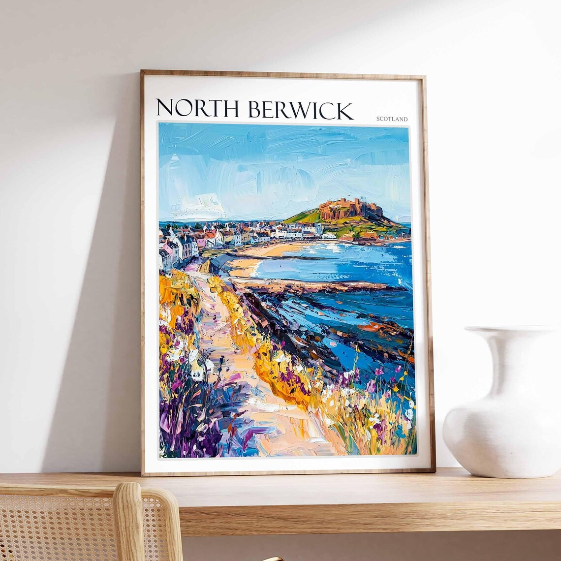 North Berwick Scotland Beach Castle Hill Wildflowers Coast Poster