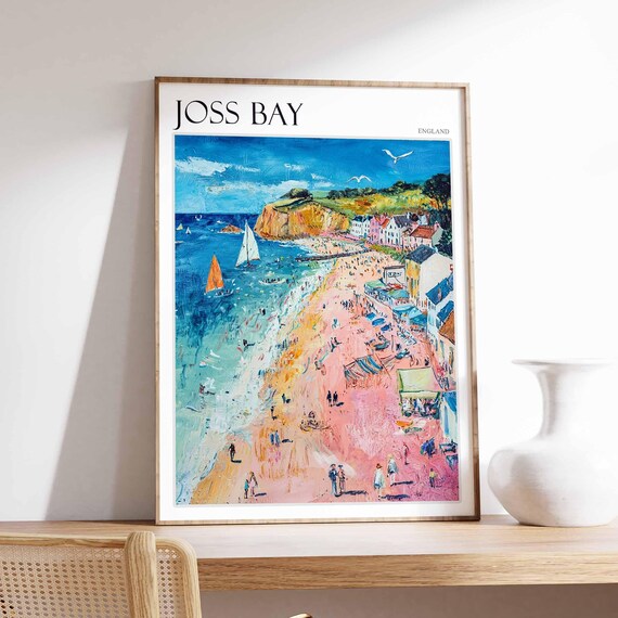 Joss Bay Poster Uk Landscape Surfing Poster British Seaside Poster Beach House Decor Joss Bay Travel Print Joss Bay Print Uk Wall Art