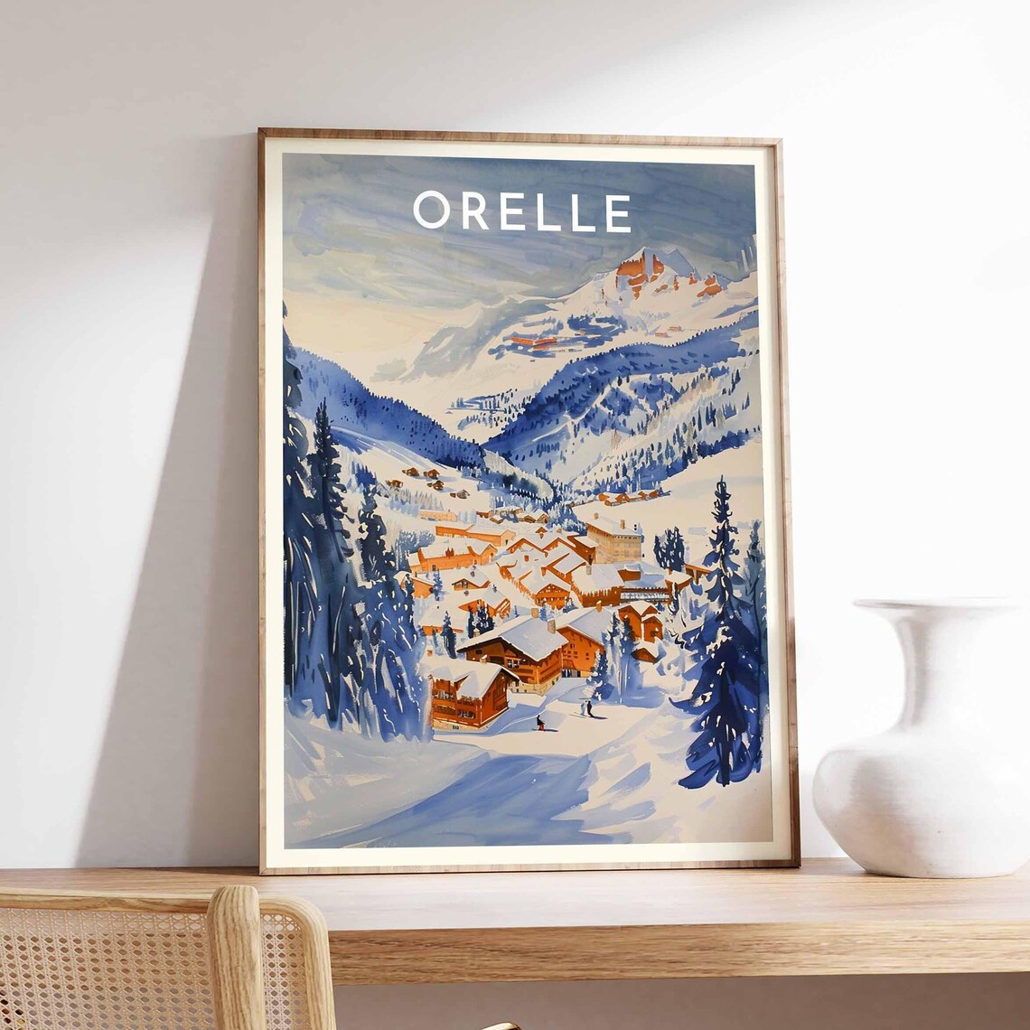 Skiing Travel Poster Orelle Ski Print France Travel Print Skiing Art Skiing Print Winter Sport Art Ski Gift